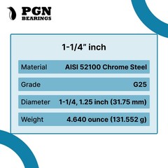 1-1/4″ Inch Chrome Steel Bearing Balls (G25 Precision – AISI 52100)
