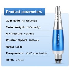 AZDENT 1-5X Dental Hygiene Prophy Handpiece Air Motor 4 Holes & 4:1 Nose Cone