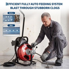 75FT x 1/2 Inch Drain Cleaner Machine Portable Auto Feed Drain Auger Sewer Snake