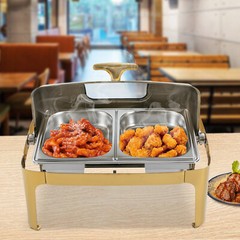 Roll Top Chafing Dish with 2 Food Pans & Visible Lid Restaurant Food Warmer
