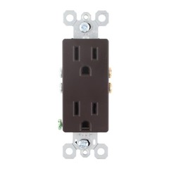 PASS & SEYMOUR 885 DECORATOR DUPLEX RECEPTACLE, 15A, 125V, BROWN (10-PACK)