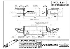 Hydraulic Cylinder Welded Double Acting 3.5″ Bore 10″ Stroke Clevis End 3.5×10