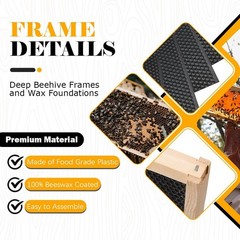 BeeCastle 20 Pack Beehive Frames and Waxed Foundations for 20-Pack, Black