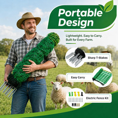 Electric Fence Netting, 164’L X 42.5″ H Electric Fence Kit for Livestock, Goat,