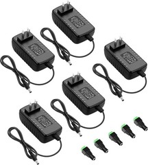 24V 1A Power Supply Adapter 5-Pack for LED Lights