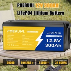 12V 300Ah LiFePO4 Lithium Battery 3840Wh Built-in BMS Deep Cycle RV Marine Solar
