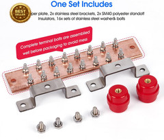 4 Pack Copper Ground Bar Kit 2x10in 16 Terminal Busbar SM40 Insulators 7.2KV