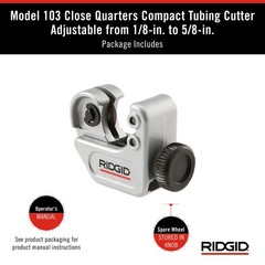 32975 Model 103 Close Quarters Tubing Cutter, 1/8-inch to 5/8-inch Tube Cutte…