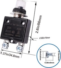 2Pcs 30Amp Circuit Breakers Push Button Manual Reset 125/250V AC 50V DC, L1 Seri