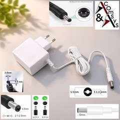 3V 4.5V 5V 6V 9V 12V 18V 24V 1A 1.2A 2A DC Voltage Plug Power Supply 5.5 White