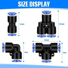 60 Pcs Push to Connect Fittings Air Line Pneumatic Kit Quick Release 1/4″ Od,NEW