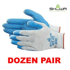 Showa Atlas Fit 300 Natural Rubber Coated Gloves (Dozen – 12 Pair) SM,MD,LG,XL