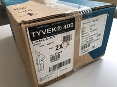Dupont Tyvek 400 Disposable Lab Coat Tyvek(R) 400 Snaps Closure White 2X free sh