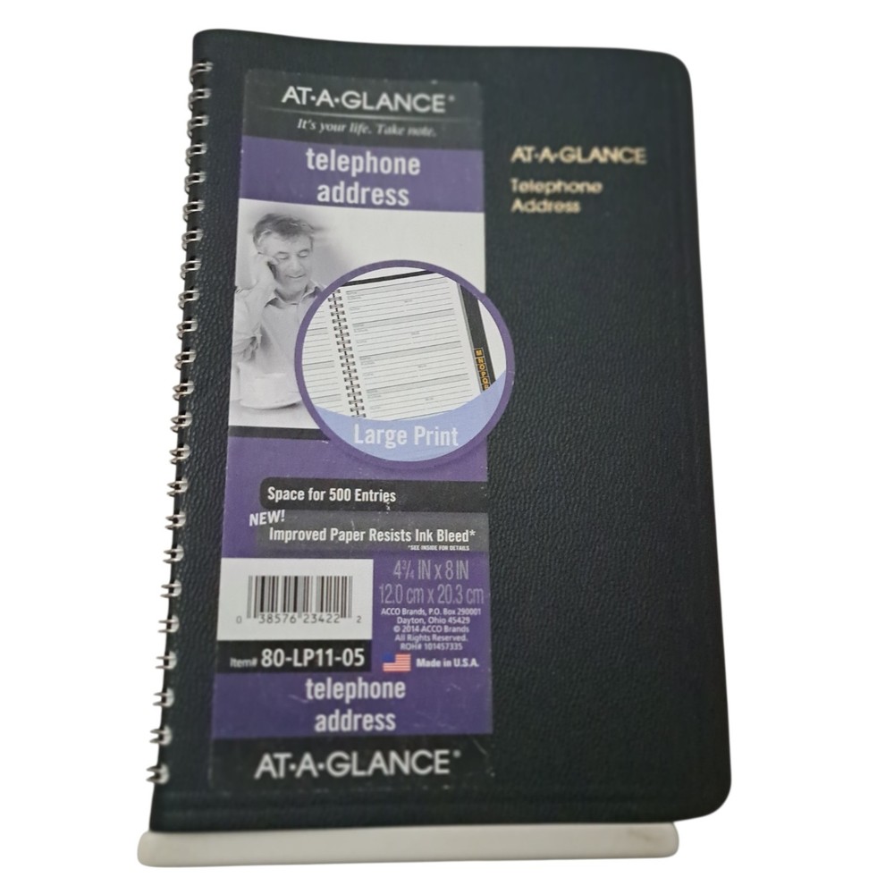 At-A-Glance 80-LP11 Telephone Address Book 4.75×8 500 Entries New