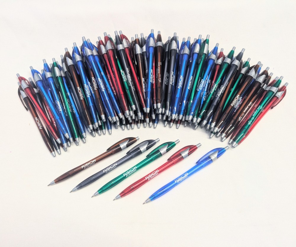 100 Misprint Click Pens JAVALINA JEWEL Hub Pen TRANSLUCENT COLOR MIX Blue Ink