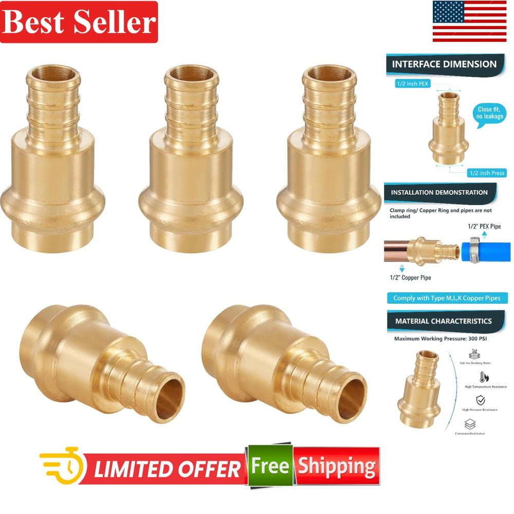 Plumbing Fittings 1/2/Press X 1/2/Pex Copper and PEX Crimp Coupling Adapter 5…