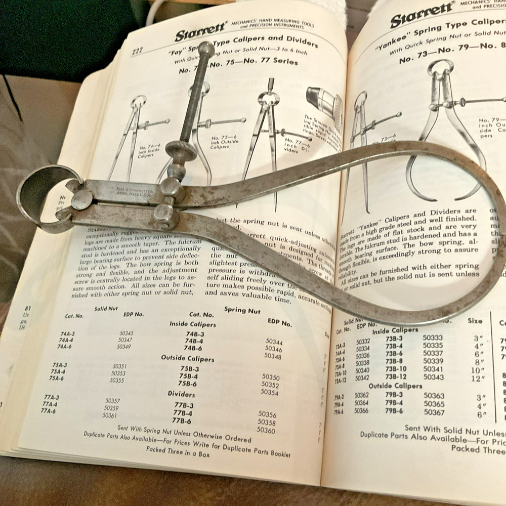 Starrett No 79A-6 Yankee Spring Outside Caliper 6″ Opening
