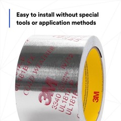 Aluminum Foil Tape 3340, 2.5″ X 50 Yd, 4.0 Mil, Silver, Hvac, Sealing And