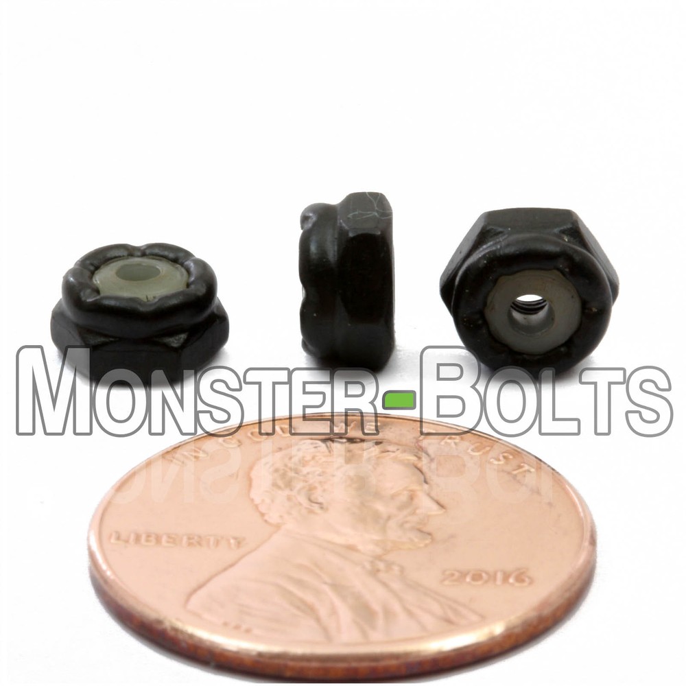 #2-56 NM – Qty 10 – Nylon Insert Hex Lock / Stop Nuts SAE – Steel w Black Oxide