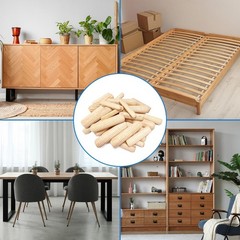 30Pcs Fluted Wood Dowel Pins Assorted M6 M8 M10 Grooved Plug for Furniture