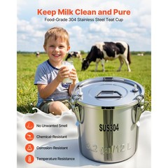 Uimoso Goat Milking Machine with 3.2 Gal / 12 L Bucket for Cows and Goats
