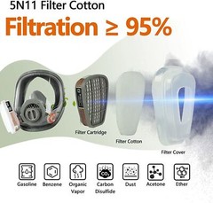 40Pcs 5N11 Cotton Filters Replacement For 6100 6200 6800 7502 Respirator Filter