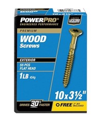 Power Pro Premium Exterior Wood Screws, #10 x 3-1/2″ x 3-1/2″, Bronze
