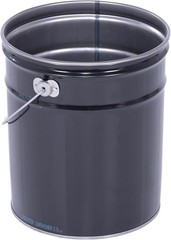PAIL-STL-RI Steel Open Head Pail with Handle, 5 gallon Capacity, Black, Pack …