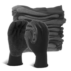 EvridWear 12 Pairs Pack Crinkle Latex Rubber Coated Work Gloves
