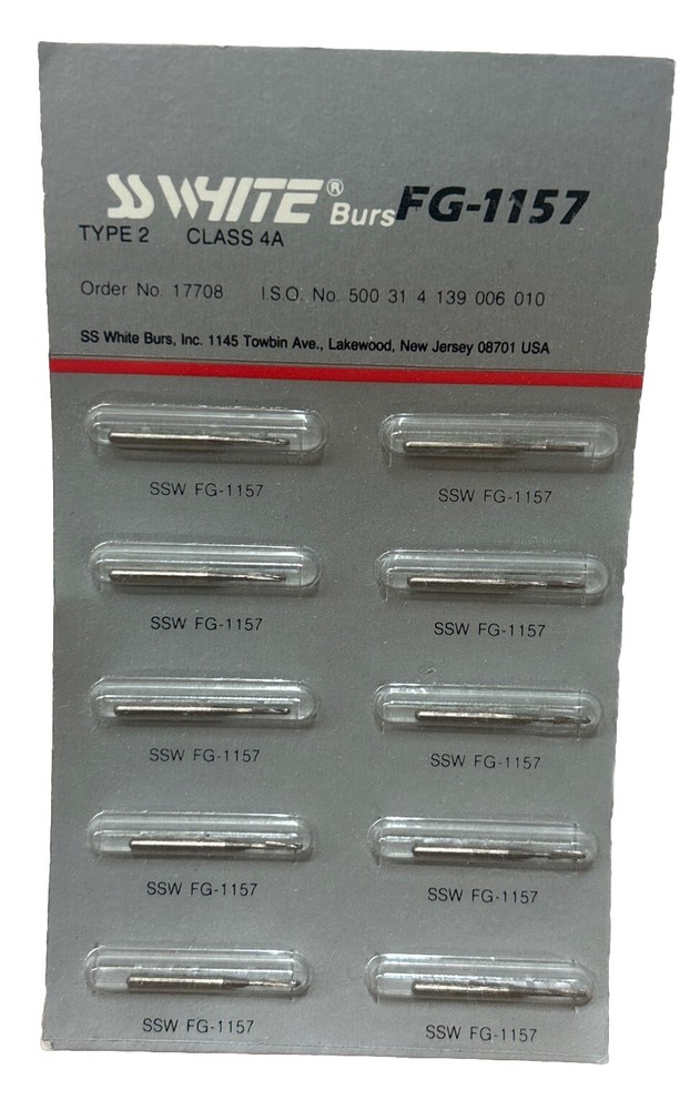 NEW PACK OF 10 SS White FG-1157 Carbide Burs. Order # 17708 Lakewood New Jersey