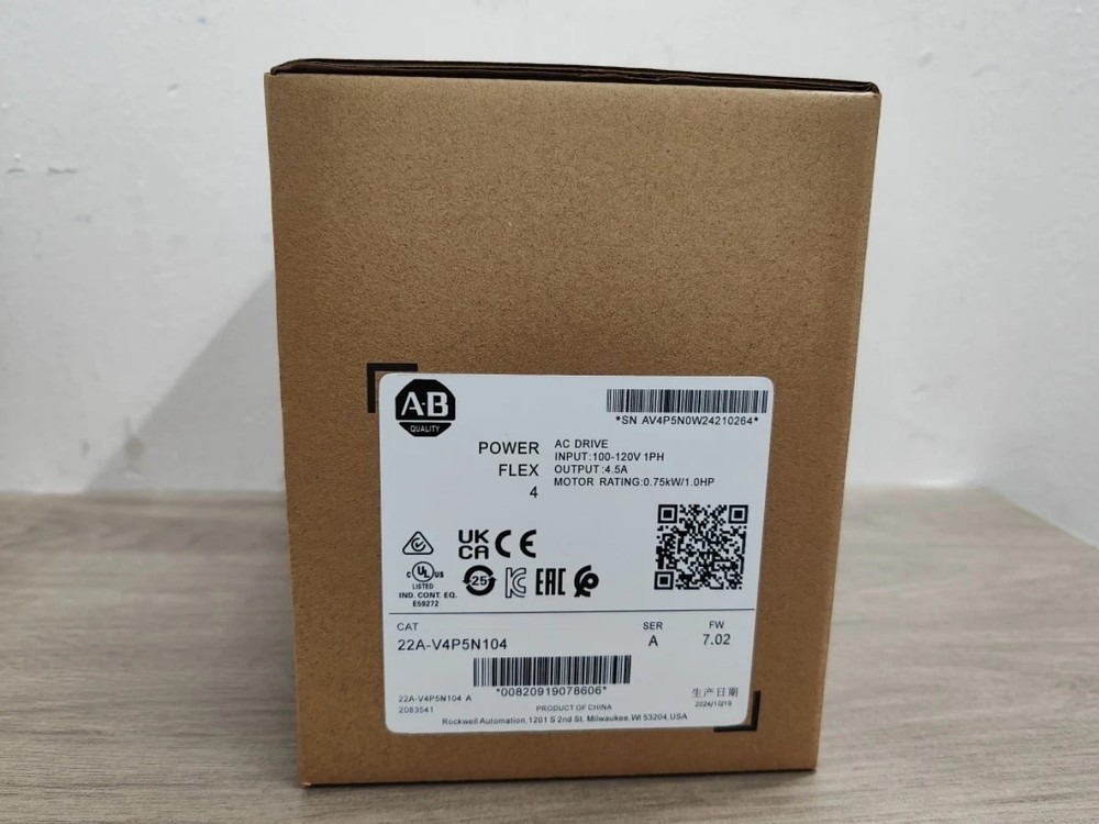 NEW Allen-Bradley 22A-V4P5N104 PowerFlex 4 0.75 kW (1 HP) AC Drive 22AV4P5N104