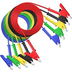Cleqee 5Pcs 1m Dual End Alligator Clip Test Leads, 1000V 15A Alligator Clip Cord