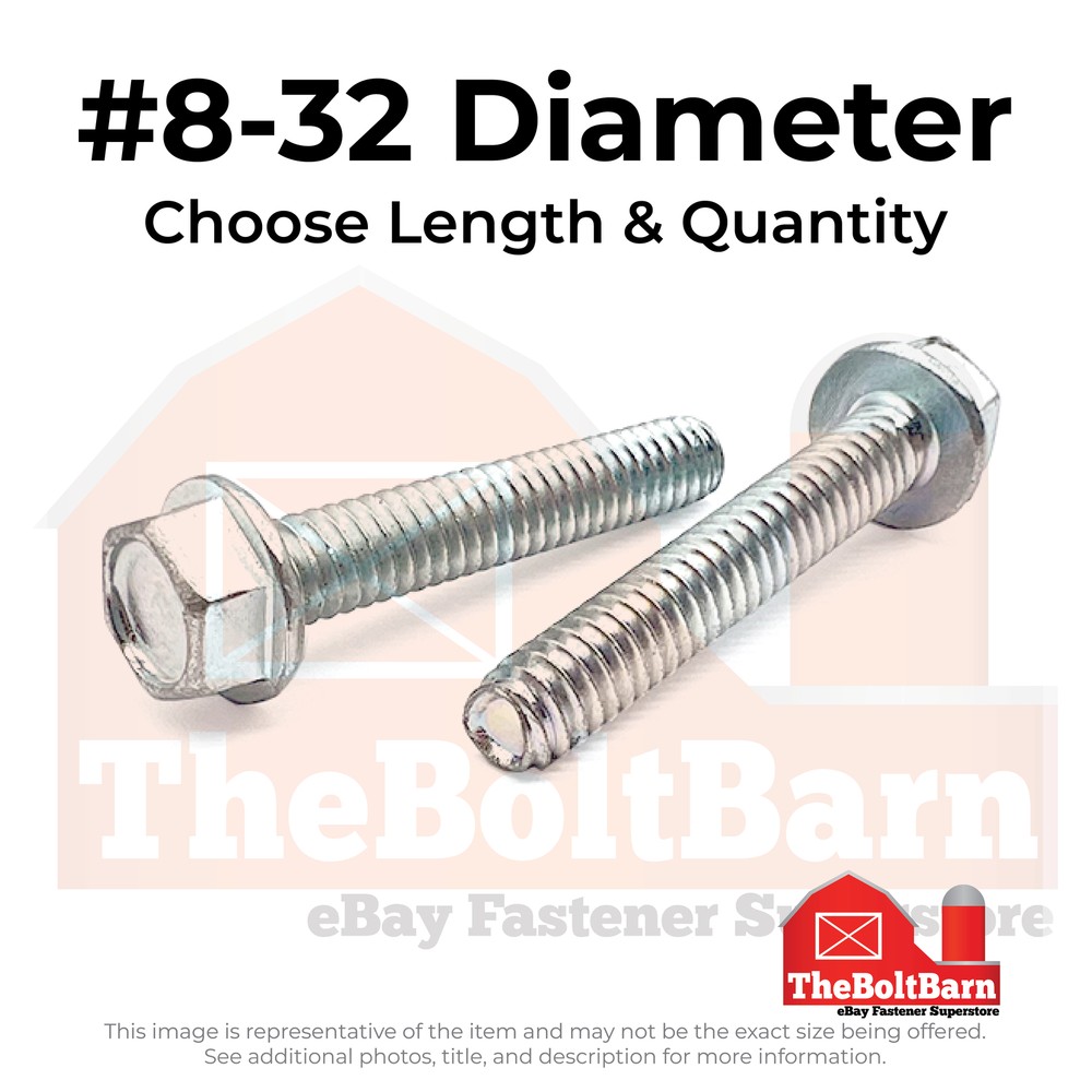 #8-32 Indent Hex Washer Head Thread Rolling Screws Zinc (Choose Length & Qty)