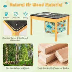 31.5 In. Width Beige 3-In-1 Kids Activity Table with Foldable Water Bin Large Ca