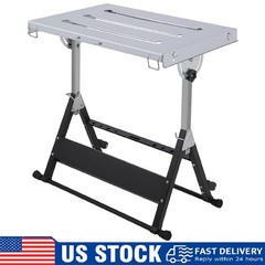 Welding Table 46″x18″ Folding Steel Workbench 1000Lbs Capacity Adjustable Height
