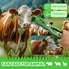 Numbered Cattle Ear Tags with Plier, 001-100 for Livestock Identification