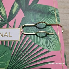 James Burke Notebook Journal Lined 7 x 10 in. Pink & Green W Pens And Holder