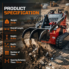 New TYPHON STOMP 3 Tooth Ripper Attachment for Mini Skid Steer Loaders