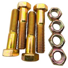 4 Pack of 1/2″-13 x 2-1/4 Grade 8 Heavy Duty Hex Bolts Plus All Metal Lock Nuts