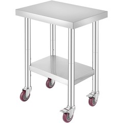 Rolling Stainless Steel Top Kitchen Work Table Cart + Casters Shelving 18″x24″