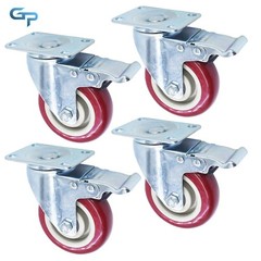 4 Pcs 4 Inch Caster Wheels Locking Casters With Brake Swivel Plate Castors