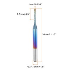 10pcs 1/8″ Shank 1mm Tungsten Carbide Blue Coated End Mill CNC Router Bits