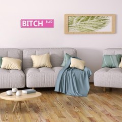 Retro Pink Tin Metal Sign – ‘BITCH BLVD’ – Bold Statement Decor for Home, Bar, o