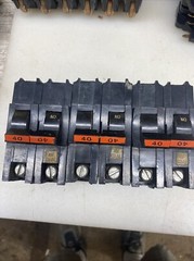 NA240 FPE Federal Pacific 40 Amp 2 Pole Stab-Lok Thick Lot Of 3 Breakers