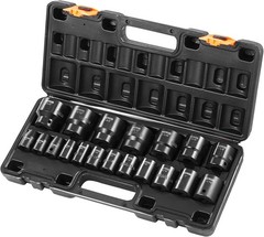 VEVOR Impact Drive Socket Set 1/2 Inches 19 Piece 1/2” SAE 19PC CR-V, Black