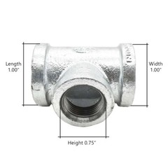 Thrifco 5217077 1 Inch x 1 Inch x 3/4 Inch Galvanized Steel Reducer Tee