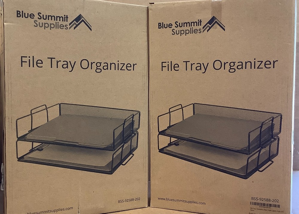 Blue Summit Supplies~ 2 Tier File Tray Organizer~Lot of 2~FREE SHIPPING~