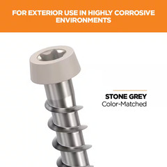 #10 2-1/2 In. 316 Stainless Steel Star Drive Stone Gray Composite Deck Screws (3