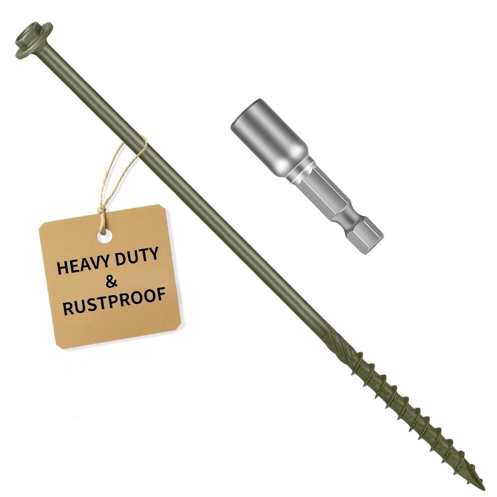 5/16 X 12 Inch Long Timber Screws,Heavy Duty Exterior Lag Bolts with Hex Head, S