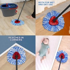 Spin Mop Replacement Heads Compatible with RinseClean 2 3 Pack Mops, Blue